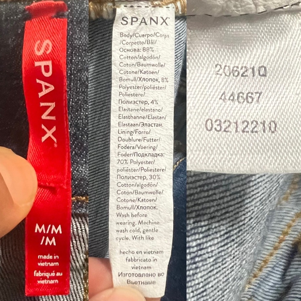 Spanx‎ Cropped Wide Leg Jeans with Patch Pockets in Shaded Blue Size Medium - Picture 12 of 12